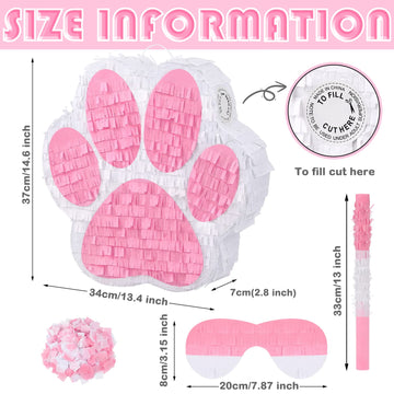 Small Dog Paw Piata Puppy Birthday Party Supplies Animal Themed Birthday Piata with Blindfold Bat Confetti for Pet Cow Themed Pa