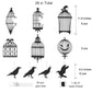 Glitter Black Crow Cage Decorations For Gothic Halloween Tree Hanging Decorations Raven Bird And Cage Banner Garland Centerpiece