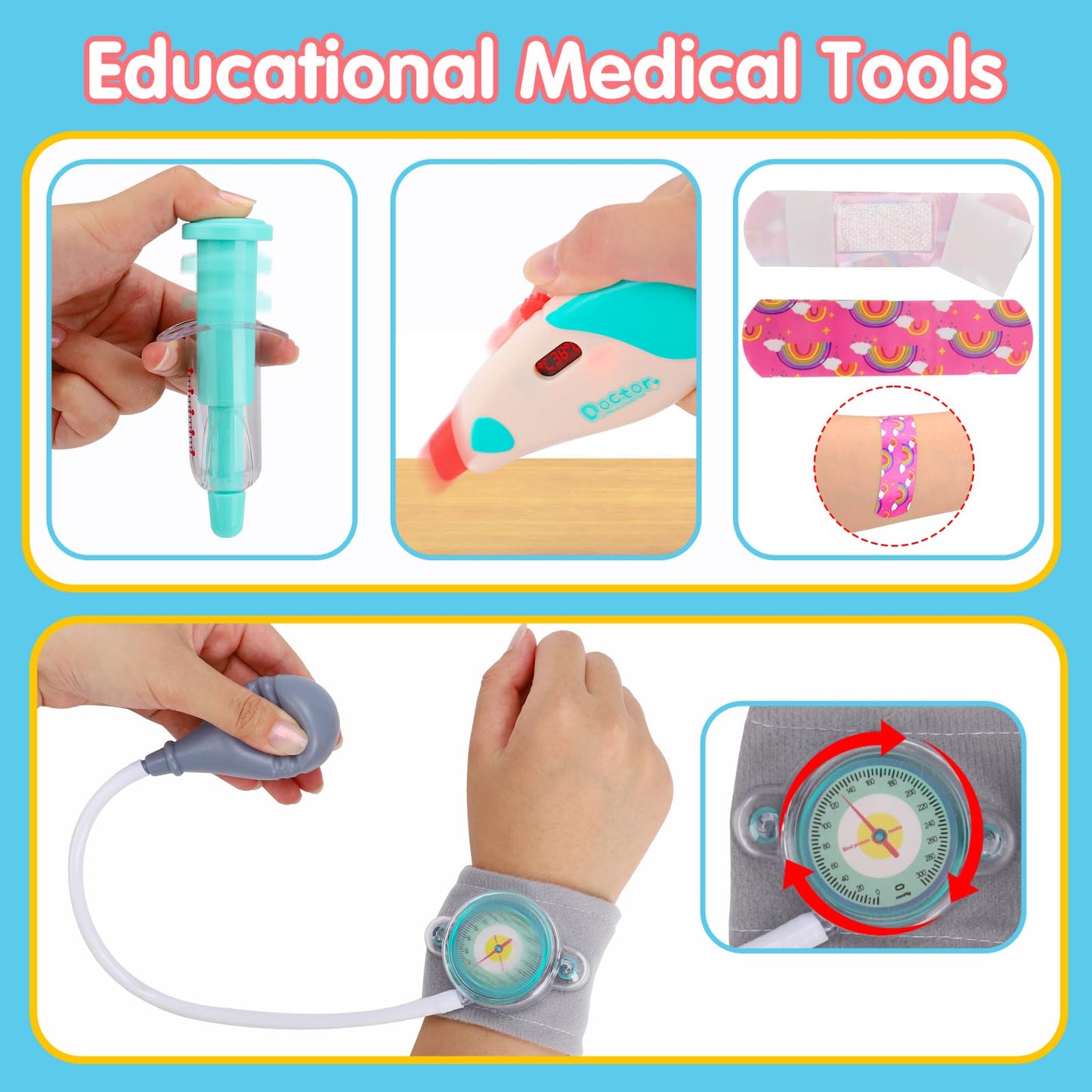 Tsomtto Doctor Kit for Toddlers 3-5 - Kids Doctor Play Set with Medical Bag & Realistic Stethoscope Dr Kit for Toddler Pretend P