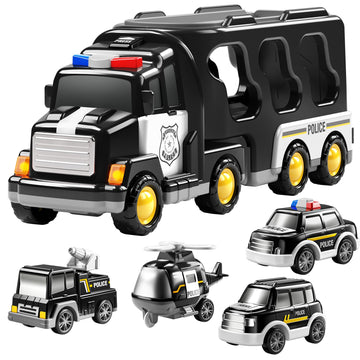 Temi Police Trucks Boy Toys For 3-5 Year Old Toddlers - Toys For 3 4 5 6 7 Years Old Transport Vehicle Carrier Truck, Boy Trucks
