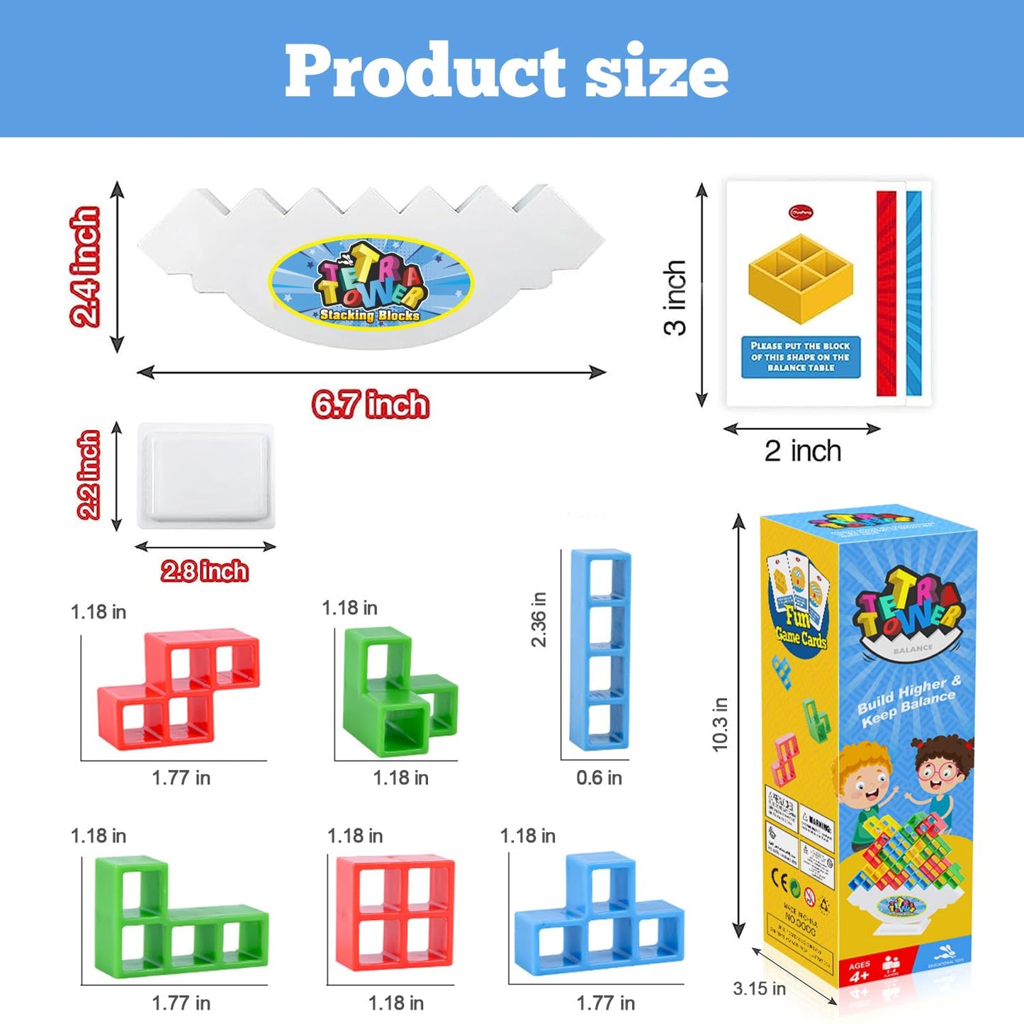 Sylmifoi Tetra Balancing Stacking Tower Toys - 32PCS STEM Game for Kids & Adults, Team Building Blocks with Storage Bag, Model TRA01