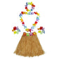 40Cm Performance Grass Skirt With Flowers Bracelets Headband Necklace Hula Set Gold