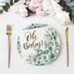 Sage Greenery Baby Shower Party Supplies Disposable Paper Plates Napkins Cups And Tablecloth For Boho Greency Party Decorations,