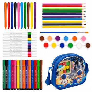 BEHAHAI Kids Art and Coloring Set 58 Pcs, Drawing & Painting Kit for Kids with Crayons, Color Pencils, Acrylic Markers, Color Pe