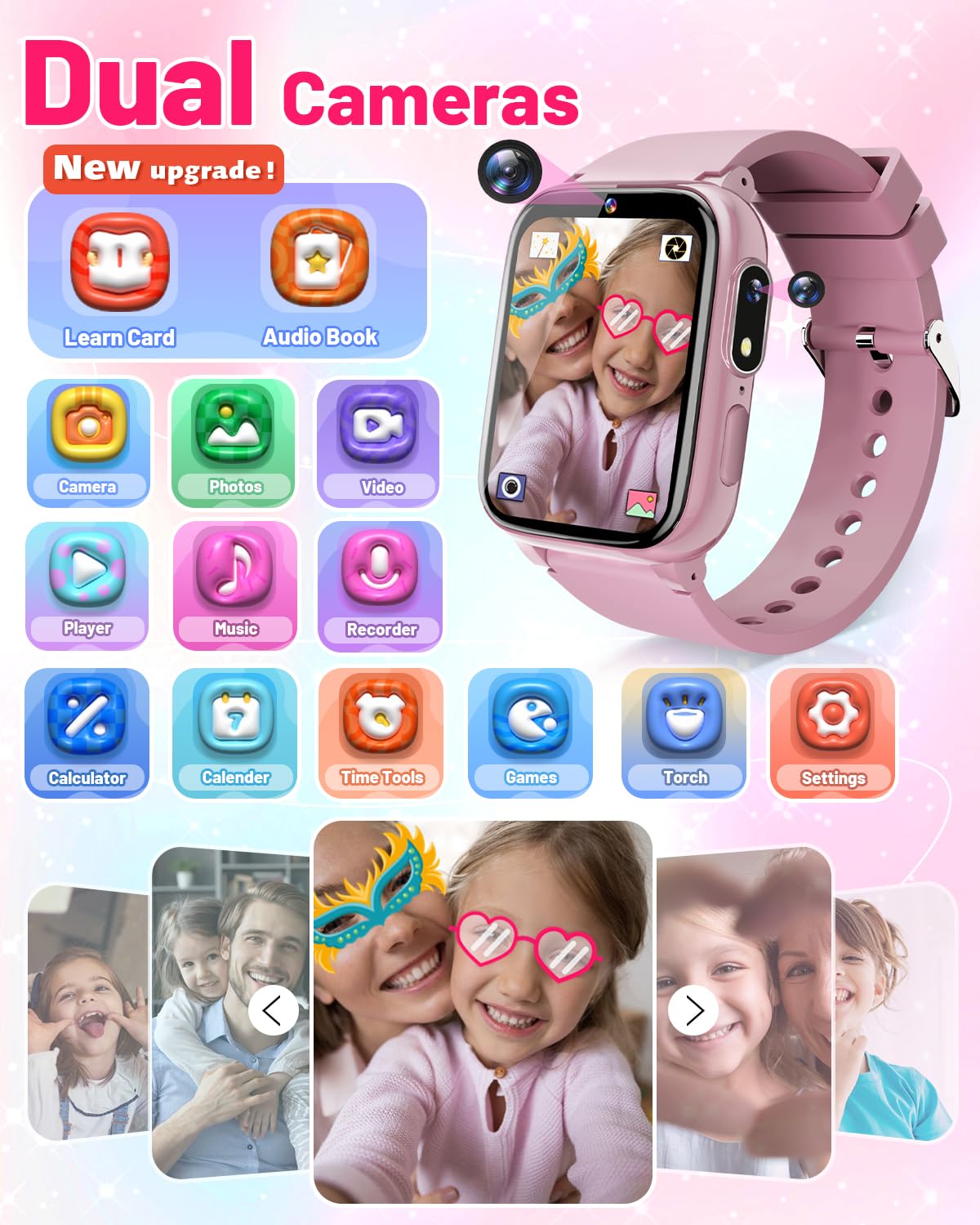 Gothwick Kids Smart Watch D11, Pink, Age 6-8, 26 Games, Perfect Birthday & Christmas Gift Ideas