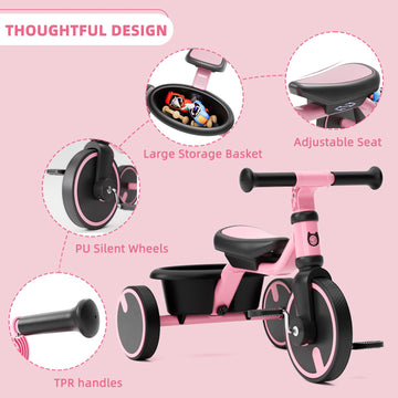67i Toddler Tricycle Kids Tricycle for Toddlers 1.5+ Years Olds Boys Girls Kids Trikes Tricycle Toddlers Kids Baby Bikes for 18