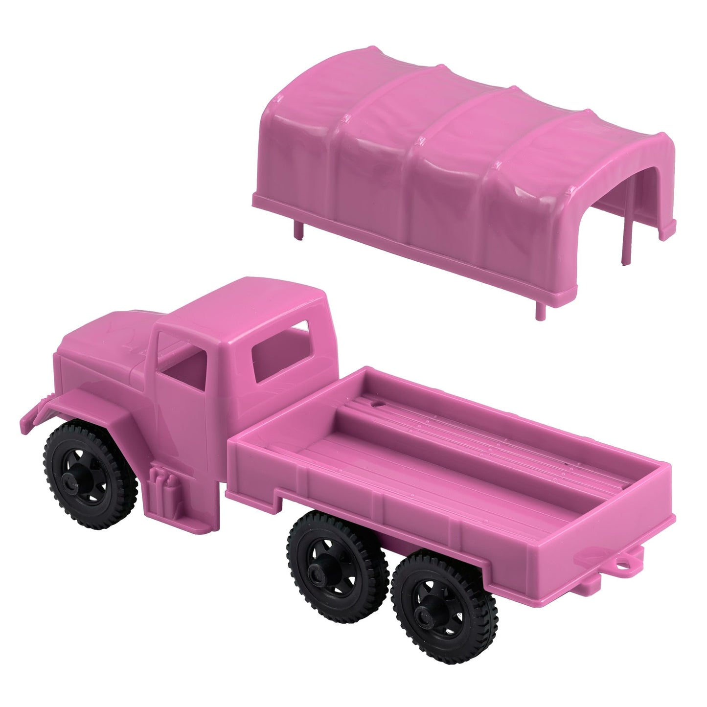 TimMee Plastic Army Men Trucks - Pink M34 Deuce and a Half Cargo Vehicles US Made