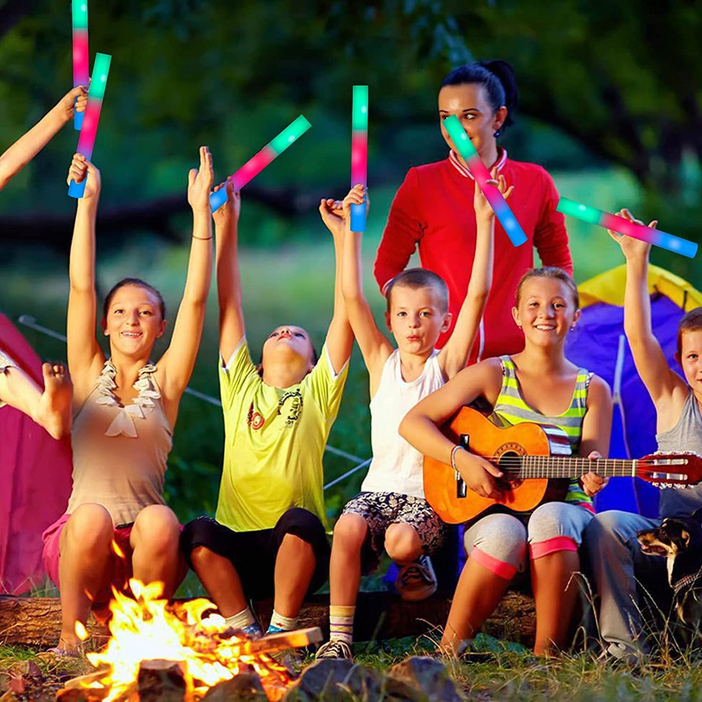 Shqdd200 Pcs Led Foam Sticks, Bulk Glow Sticks, Foam Glow Sticks For Wedding With 3 Modes Colorful Flashing, Glow In The Dark Pa