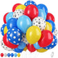 Dog Paw Balloons, 12 Inch Royal Blue Red And Yellow Balloons With White Dog Paw Print Helium Latex Balloons, Carnival Circus Balloons For Dog Paw Themed Boys Girls Birthday Party Decoration Supplies
