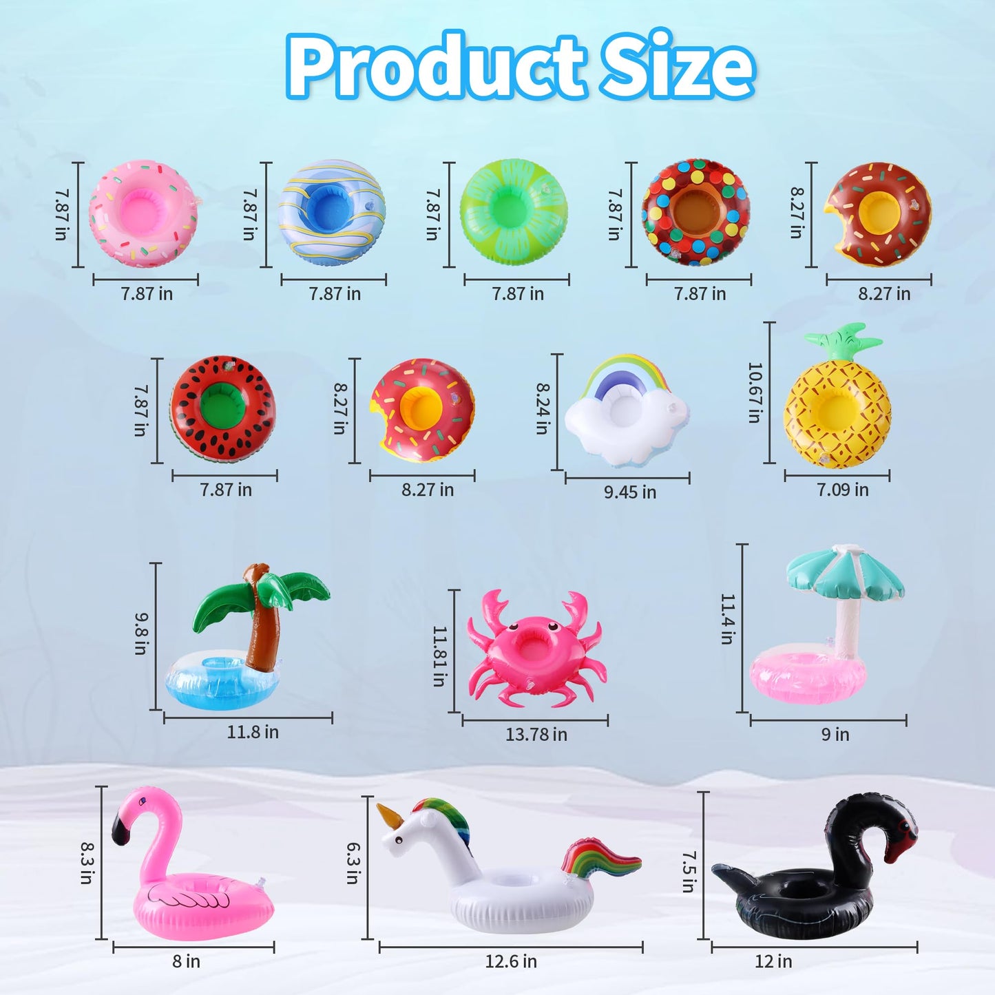 Inflatable Drink Floats, Blovec 15 Pack Inflatable Drink Holders Cup Coasters Swimming Drink Holder With Air Pump For Summer Poo