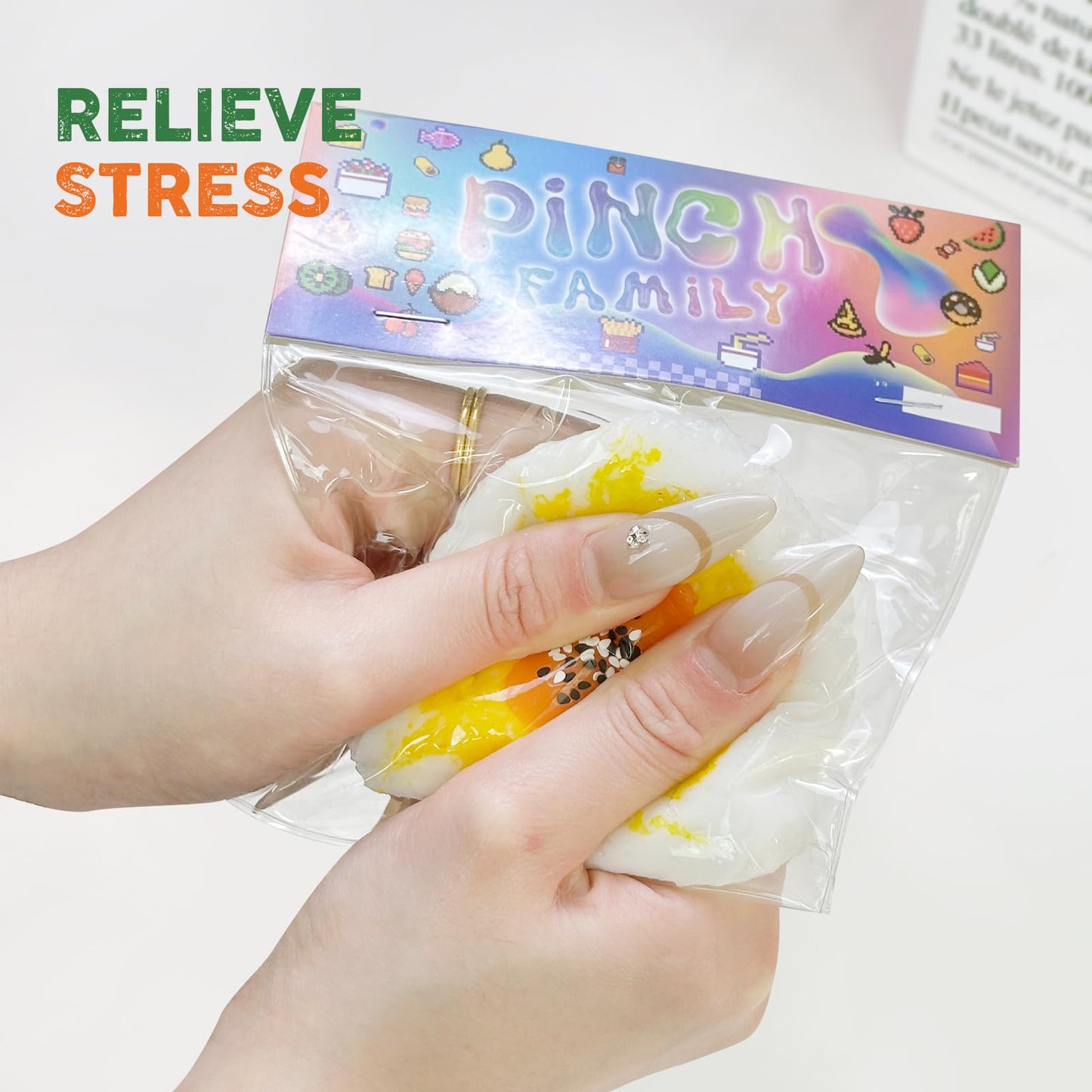 Taba Squishy Toys Valentines Cat Paw Cute Kawaii Squeeze Toys  Sticky Squishy Fidget Toys Silicone Squeeze Toy for Stress Relief Cute Soft Toys Best Valentines Gift for Anniversary (Egg Yolk Rice)