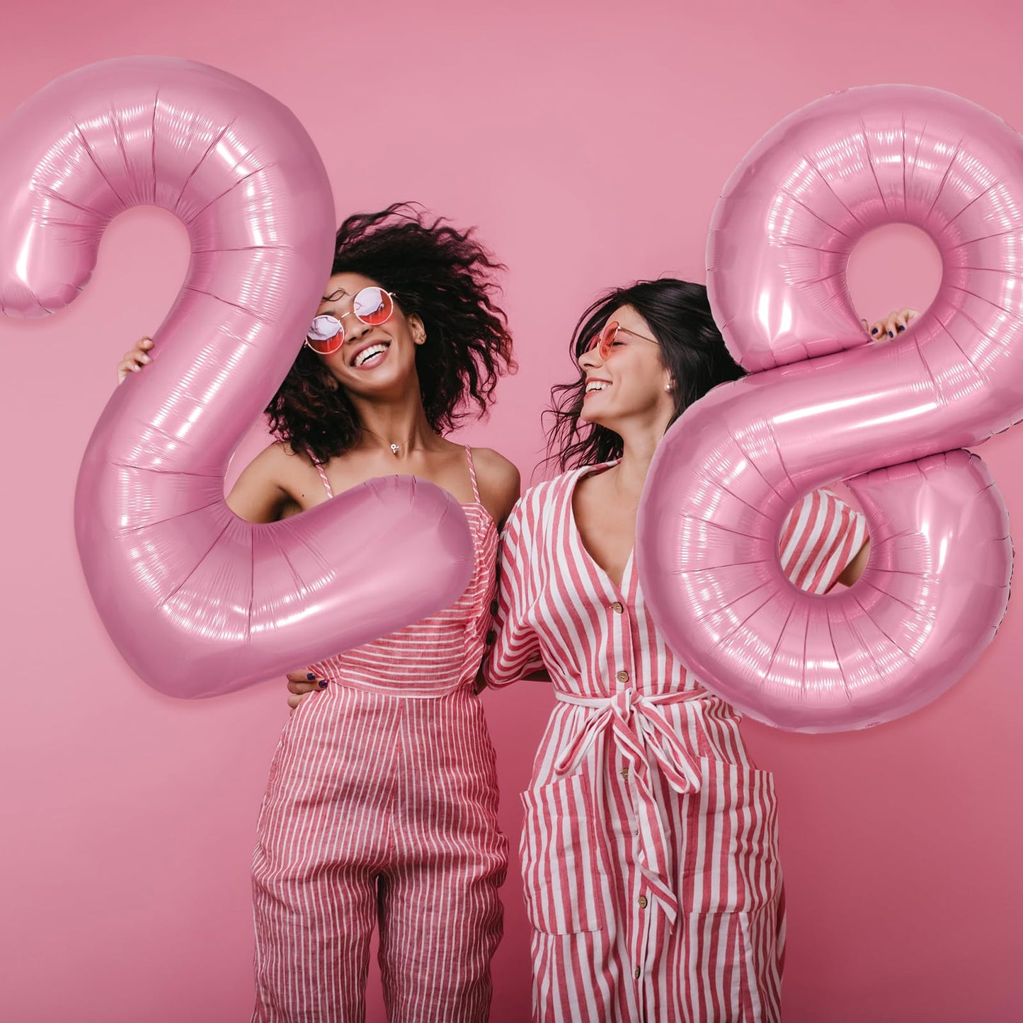 Paticool 40 Inch Pink Number Balloon 8, Large Number Foil Balloons Mylar For Girl Boy Birthday Party Celebration Decorations Sup