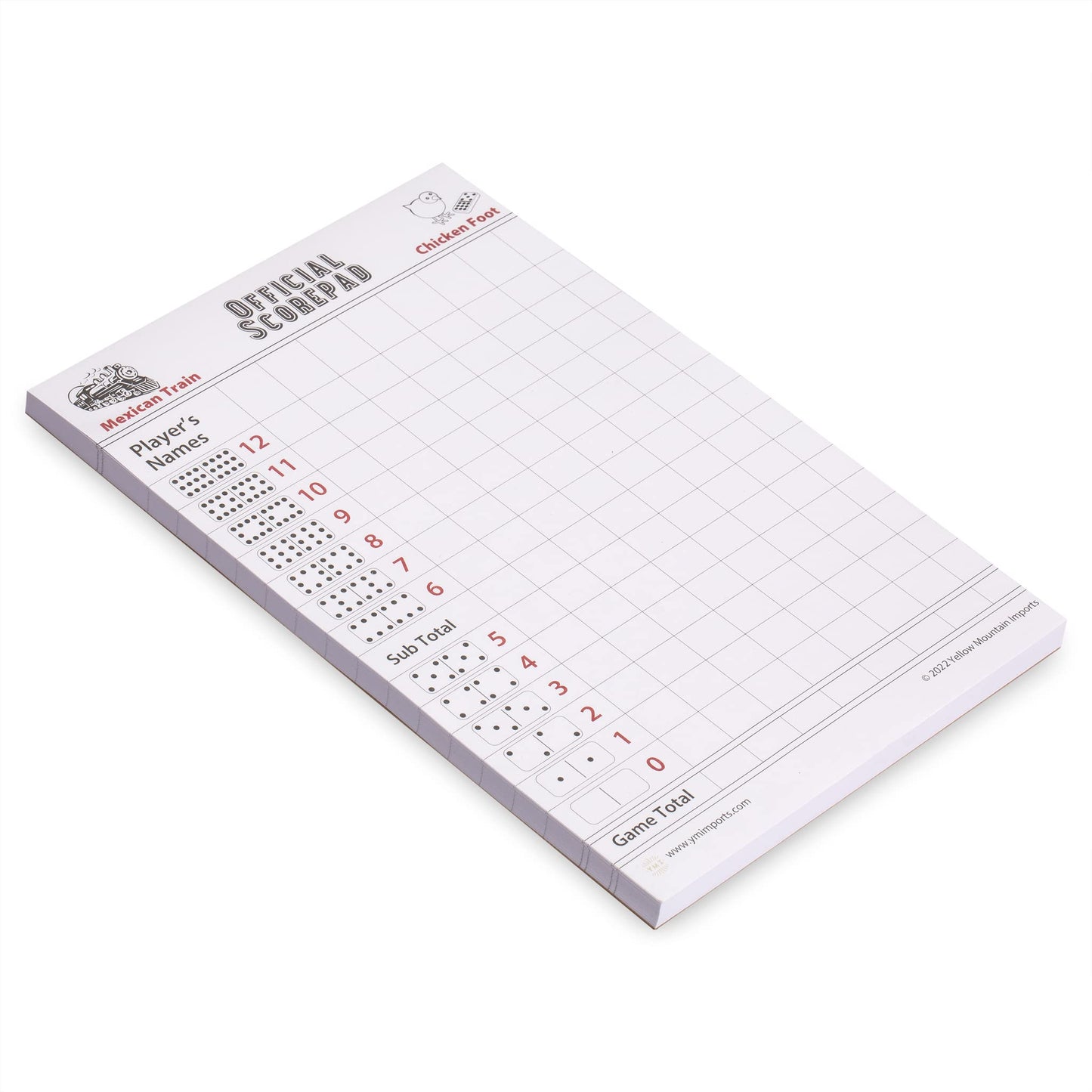 Yellow Mountain Imports Scoring Sheets for Dominoes - 60 Paper Scorepads, 8.2"x5.5", White, Model YM-DM001-A