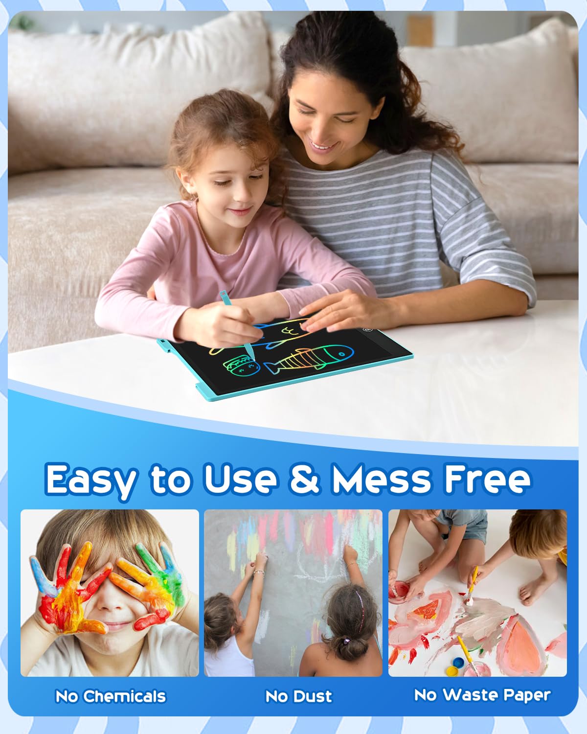 Lcd Writing Tablet, 2 Pack Toddler Kids Toys Doodle Board, Colorful Drawing Pad Drawing Board, 12 Inch Doodle Pad Drawing Tablet