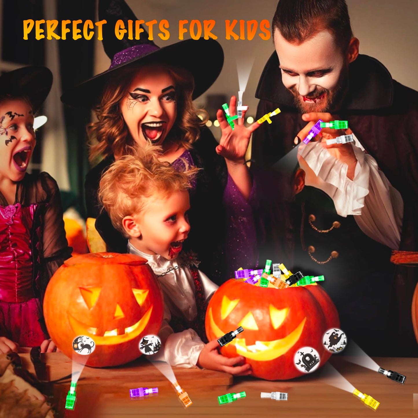 Halloween Party Favors for Kids 36 PCS LED Light Up Finger Lights Halloween Treats Non Candy, Glow in The Dark Toys Bulk Hallowe