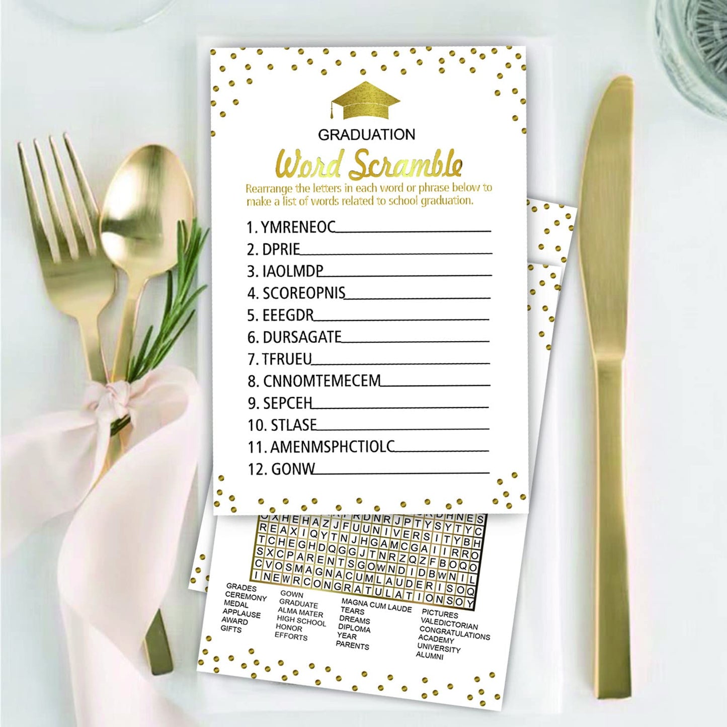 Graduation Party Word Scramble Game Cards, Games Activities and College Party Decorations(50 pack)