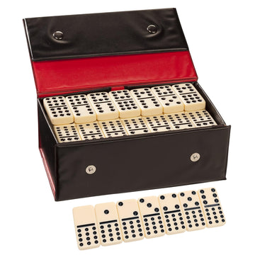 We Games Double Twelve Dominoes Set - 91 Dominoes In Retro Travel Case - Ideal For Family Games - Perfect For Game Night