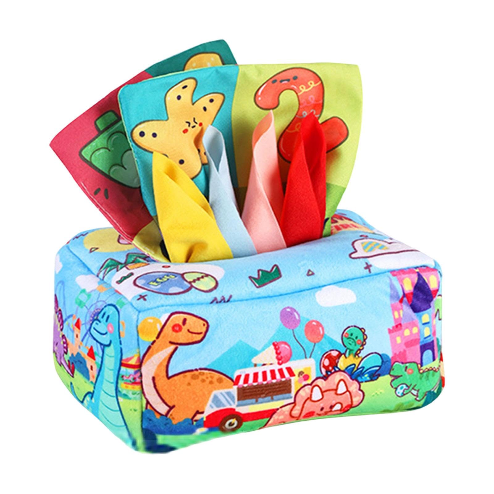 Calandis Baby Tissue Box Toy Soft Colorful Pulling Early Learning Tissue Learning Toy Dinasaur
