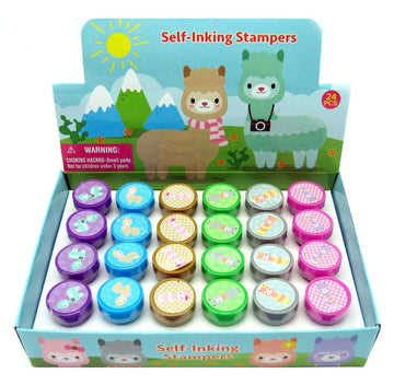 TINYMILLS 24 Pcs Llamas Alpaca Stampers for Kids Assorted Stamps for Kids Self Ink Stamps, Llama Birthday Party, Llama Alpaca Pa