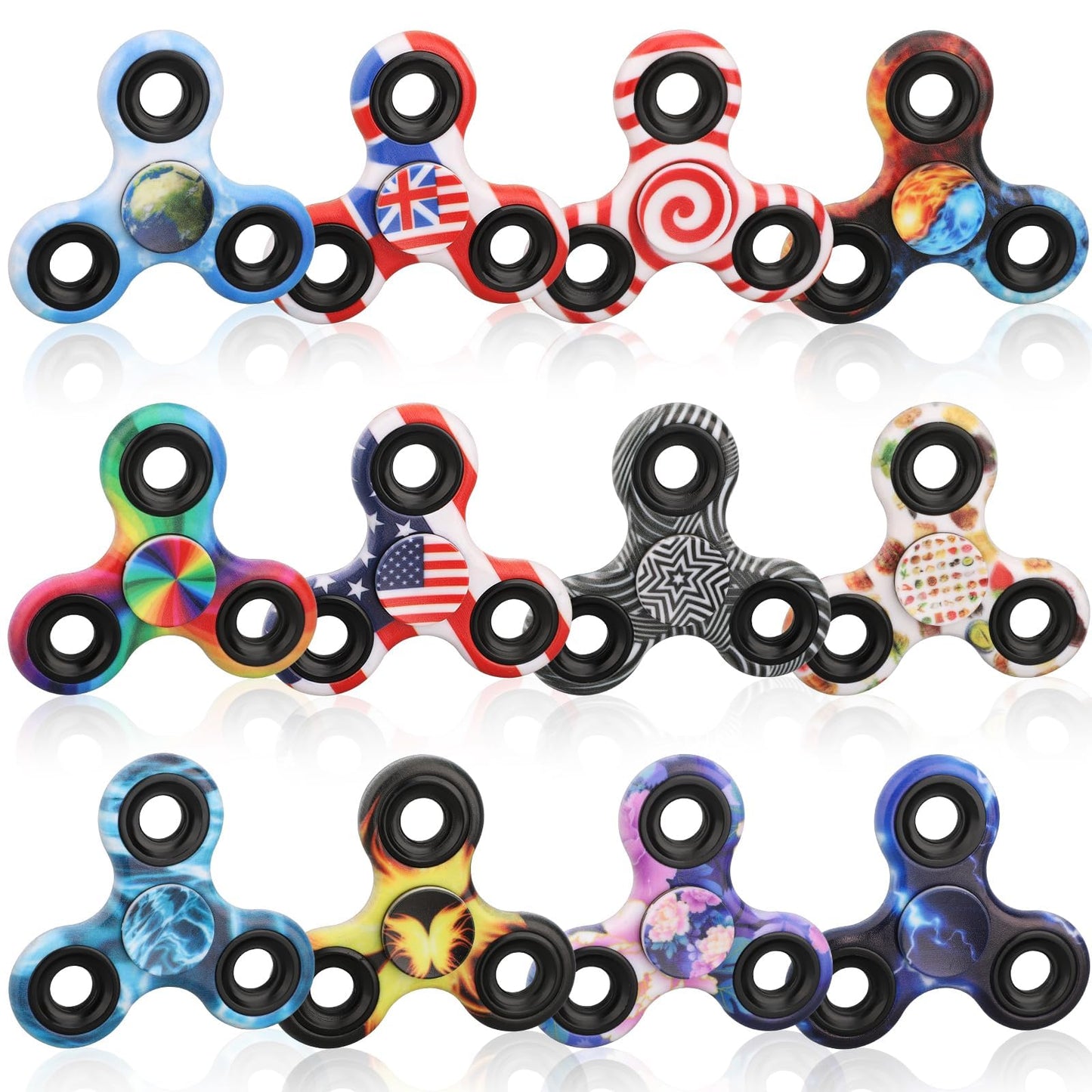 12PCS Fidget Spinner Toy Pack for Kids mature-themeds  Metal Tri-Spinner Fidget Toy Set  Hand Spinner for Stress Relief  Holiday Stocking Stuffer  Party Supplies Goodie Bag Stuffers Classroom Prizes