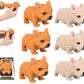 Zugar Land Squishy Stretchy Bulldog (2.5' To 6.5') Rubber Fidget Sensory Toy Filled With Sand. Great Stress Relief Dog Toy For Kids, Adults And Pets. (6 Bulldogs - Tan & Brown Color)