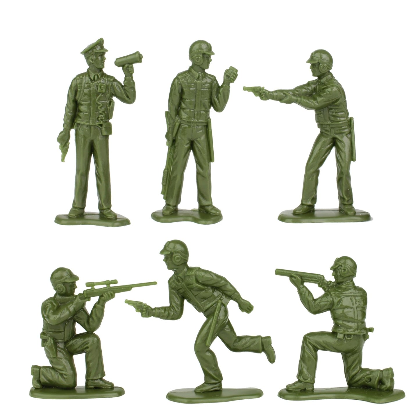 Tim Mee Toy SWAT Army Men - 24 Plastic Figures, Small Size, Tan & OD Green, Model TM-67850, US Made