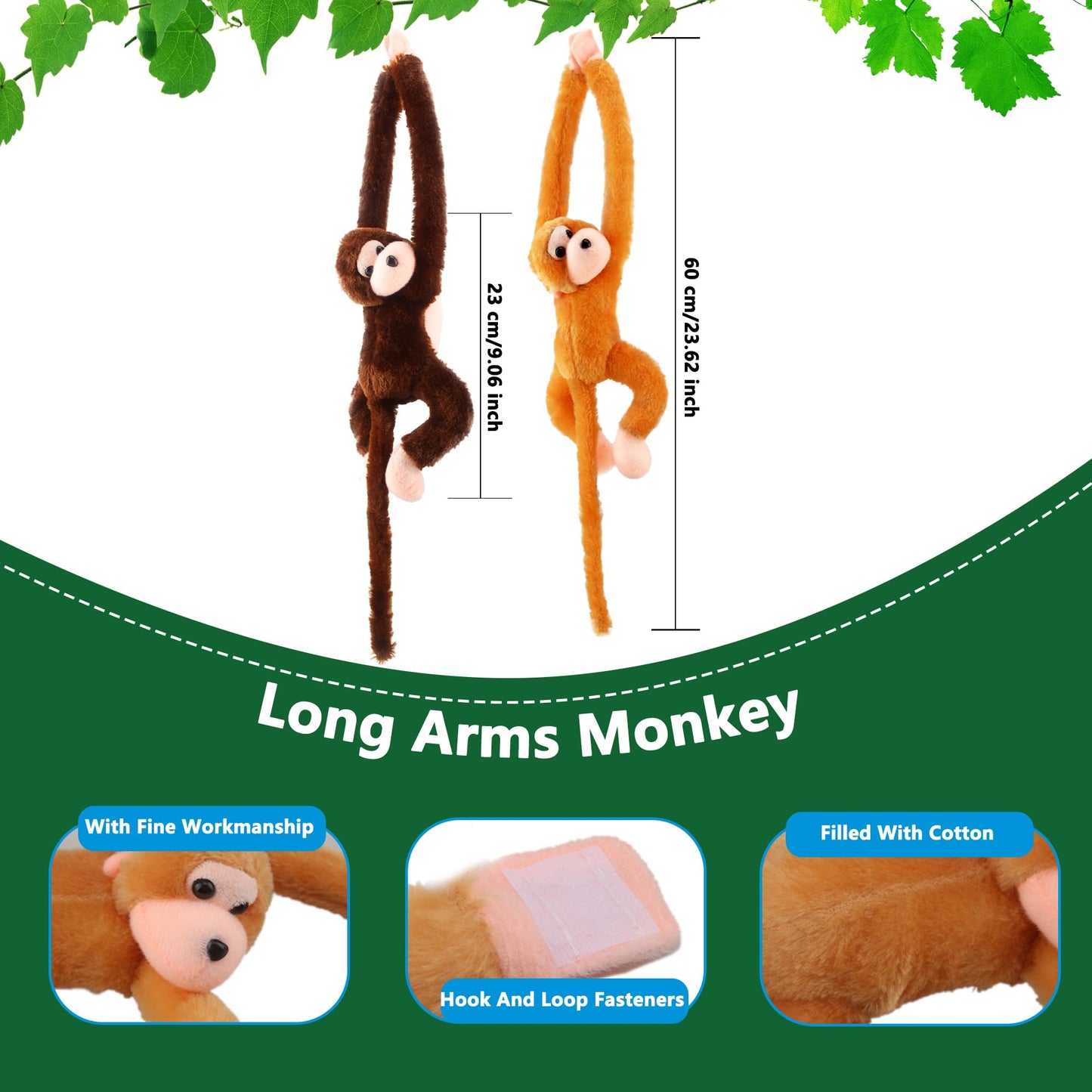 6 Pack Monkey Stuffed Animal Plush - 24 Inch Hanging Monkey Toy for Birthday Animal Party Favor