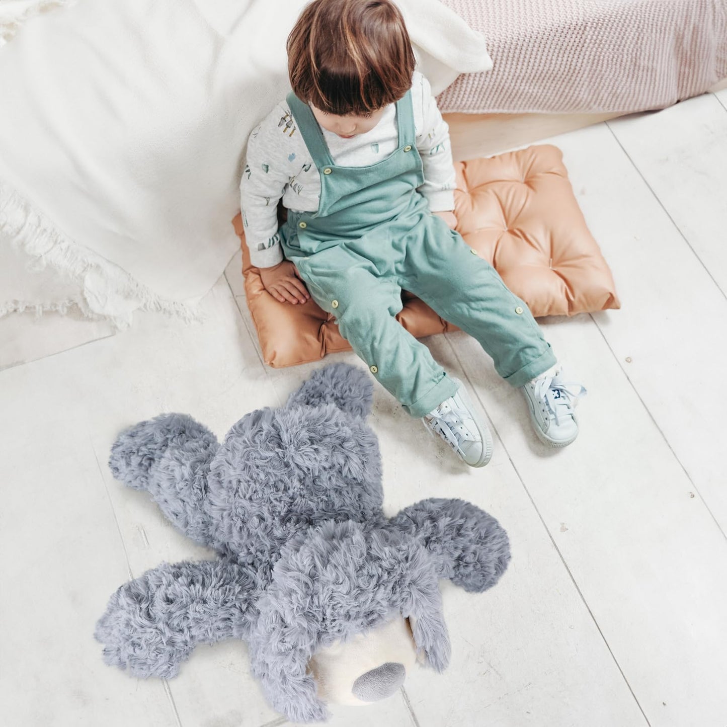 WEIGEDU Smiling Puppy Dog Stuffed Animal Plush Toys for Kids Boys Girls Birthday Nursery Bedtime Easter Gifts  17.7 inches Gray