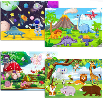 Puzzles For Kids Ages 3-5 Years Old 30 Piece Colorful Wooden Puzzles For Toddlers Learning Puzzles Boys And Girls Playset For 3 4 5 6 Years Old (4 Piece Puzzles)