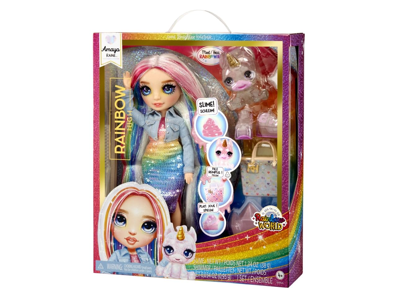 Rainbow High Fashion Doll With Slime Kit & Mascote - Amaya (Rainbow) - 28Cm Twinkle Doll With Shining Deer, Magic Pet And Fashion Accessories - Children'S Toy - Ages 4-12 Years