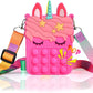 Fashion Pop Purse Push Bubbles Fidget Toys Rainbow Unicorn Purse Wallet Ladies Bag Silica Dimple Crossbody Bags For Women
