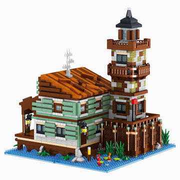 BDYDT Architecture Fishing Village Wooden House Micro Building Blocks Set(2689PCS) - Architectural Model Toys Gifts for Kid and 