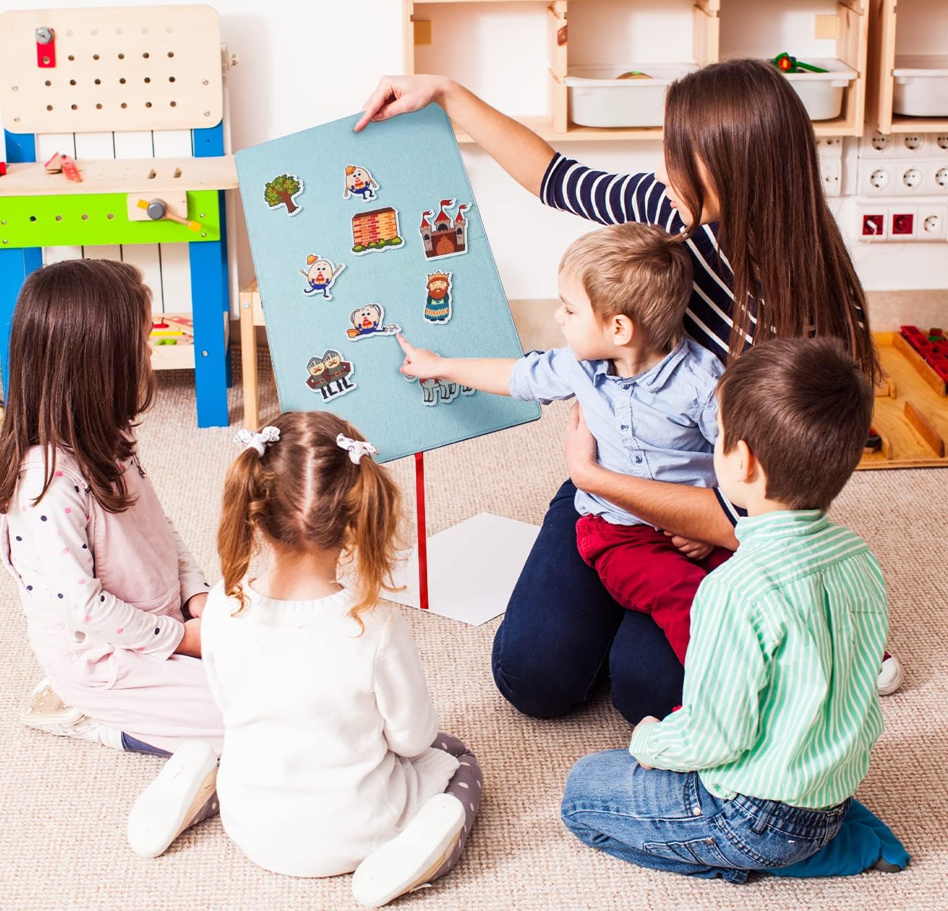 CHEFAN Foldable Felt Board for Toddlers 22 x 13 FreeStanding Flannel Board for Kids as Learning Board for Preschool Classroom an