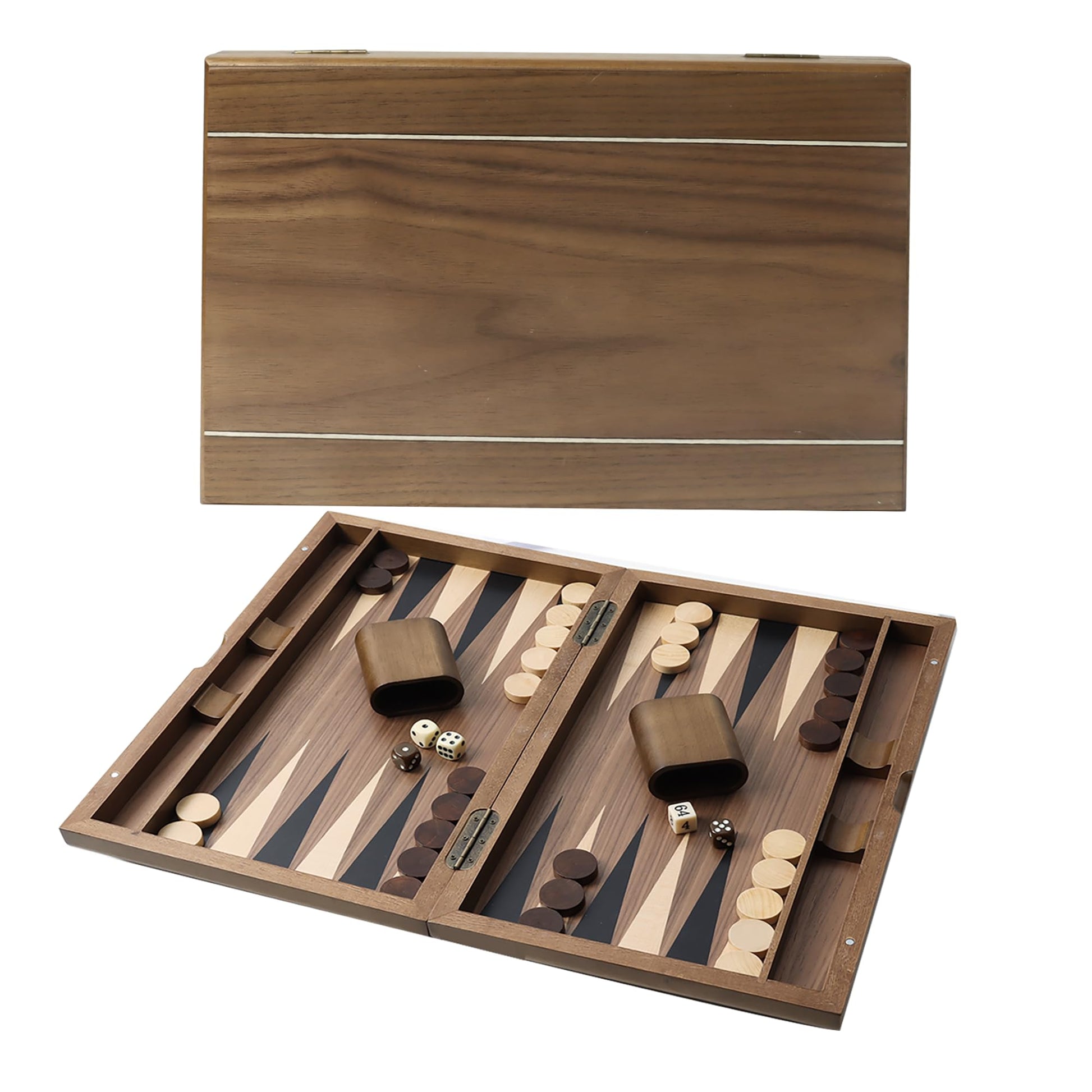 GSE Games & Sports Expert enhanced Wooden Folding Inlay Backgn Board Game Set  Classic Traditional Strategy Board Games (Double Stripe- 17 Inches)