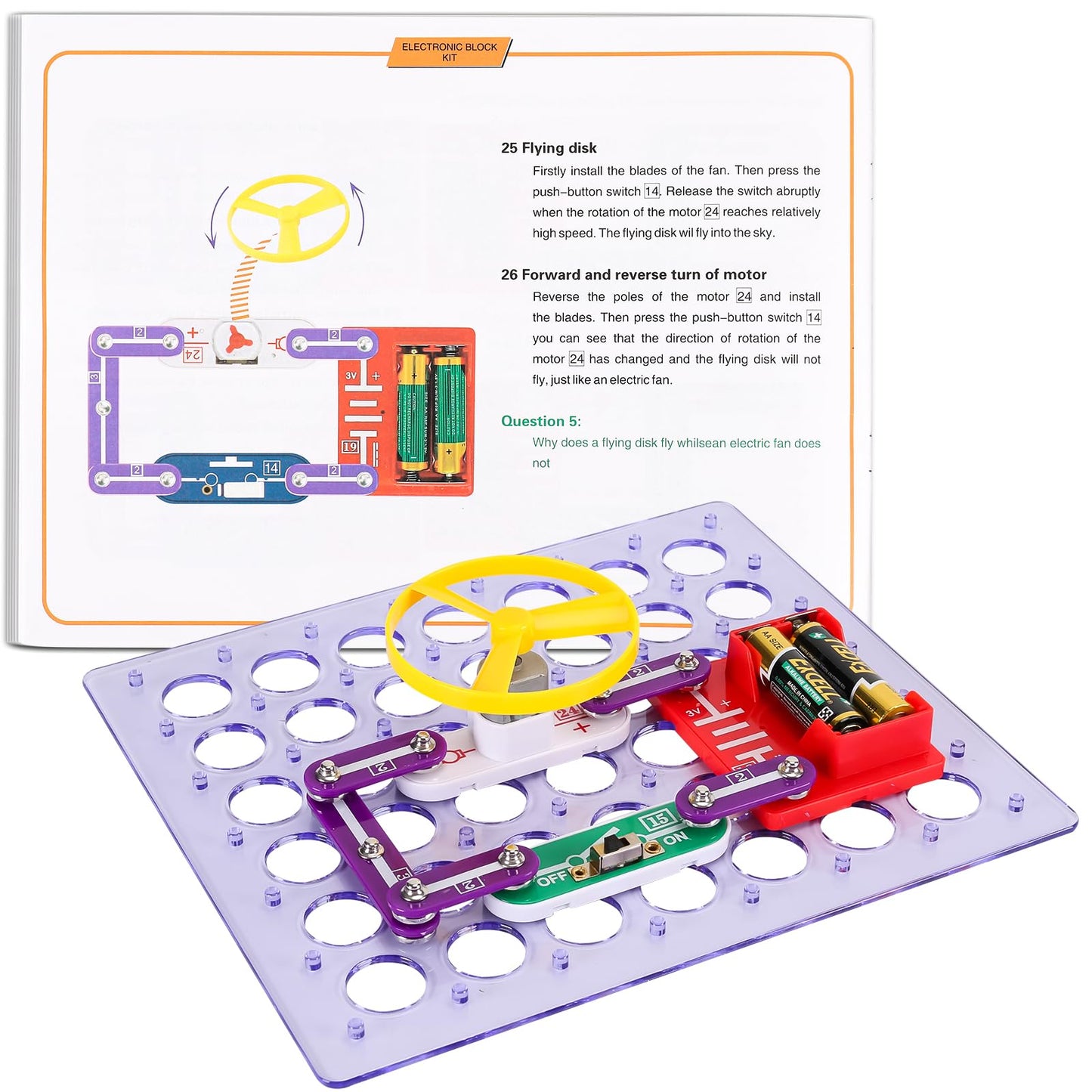 Elsky 335 Electronics Discovery Kit - Circuits Experiments And Smart Blocks For Kids To Build Diy Electric Circuits
