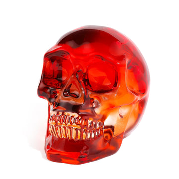 K9 Crystal Orange Red Skull Figurines Halloween Day Of The Dead Decor Gifts, Glass Skull Head Figurine Halloween Decor Gifts For