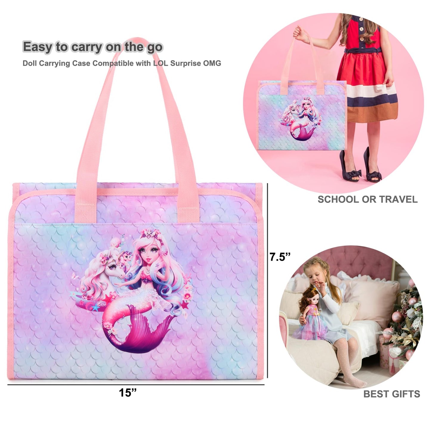 Jianya Dolls Storage Bag Toys Display Carrying Storage Organizer Clear View Compatible With All Surprise Dolls Small Toy, Rose P