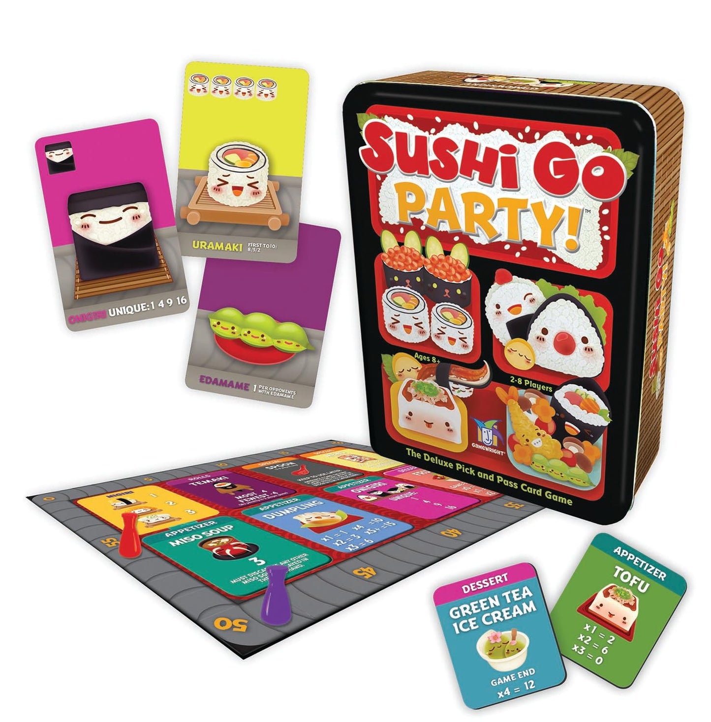 Gamewright Sushi Go Party! Deluxe Card Game - Standard Size, Multicolor, Model CSG-SUSHI_P, Paper Material