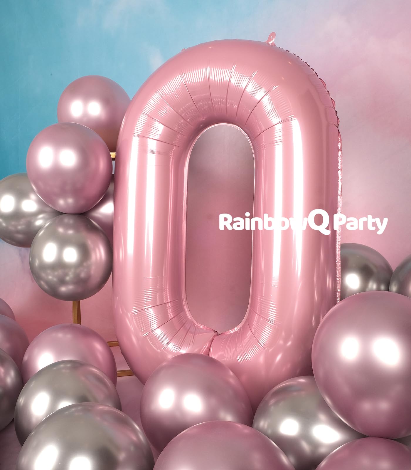 Rainbowq Party 0 Balloon Number 40 Inch For Boy Or Girl Big Pink 0-9 Foil Mylar Large 0 Number Balloon Happy 0Th Birthday Party