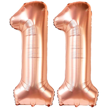 Giant, Rose Gold 11 Balloons Number - 40 Inch | Rose Gold 11Th Birthday Decorations For Girls | Number 11 Balloons For Birthdays Party | 11 Birthday Balloons For Girls | Preppy Birthday Decorations 11