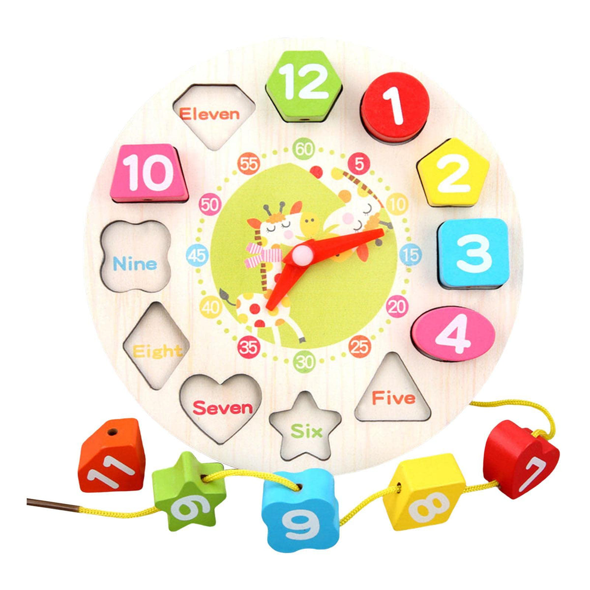 Ecomistiq Montessori Puzzle Clock Shape Color Number Blocks For Boys Girls Giraffe| Other Educational Toys| |Toys & Hobbies
