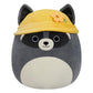Squishmallows Original 14-Inch Plush Rocky Grey Raccoon with Yellow Bucket Hat - Soft Polyester Toy, Model SQER00885