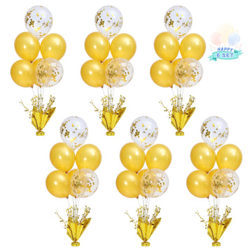 6 Set Gold Table Centerpiece Balloons Stand Kit With Gold And Confetti Balloons For Birthday Party Graduation Baby Shower Wedding Bridal Shower Prom Table Decorations