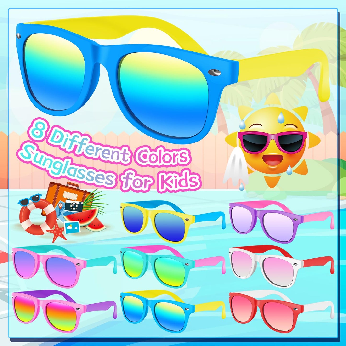 Kids sunglasses bulk, Kids Sunglasses Party Favor, 12Pack Neon Sunglasses with UV400 Protection for Kids, Boys and Girls Age 3-8