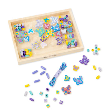Melissa & Doug Created by Me! Butterfly Beads Wooden Bead Kit, 120+ Beads for Jewelry-Making