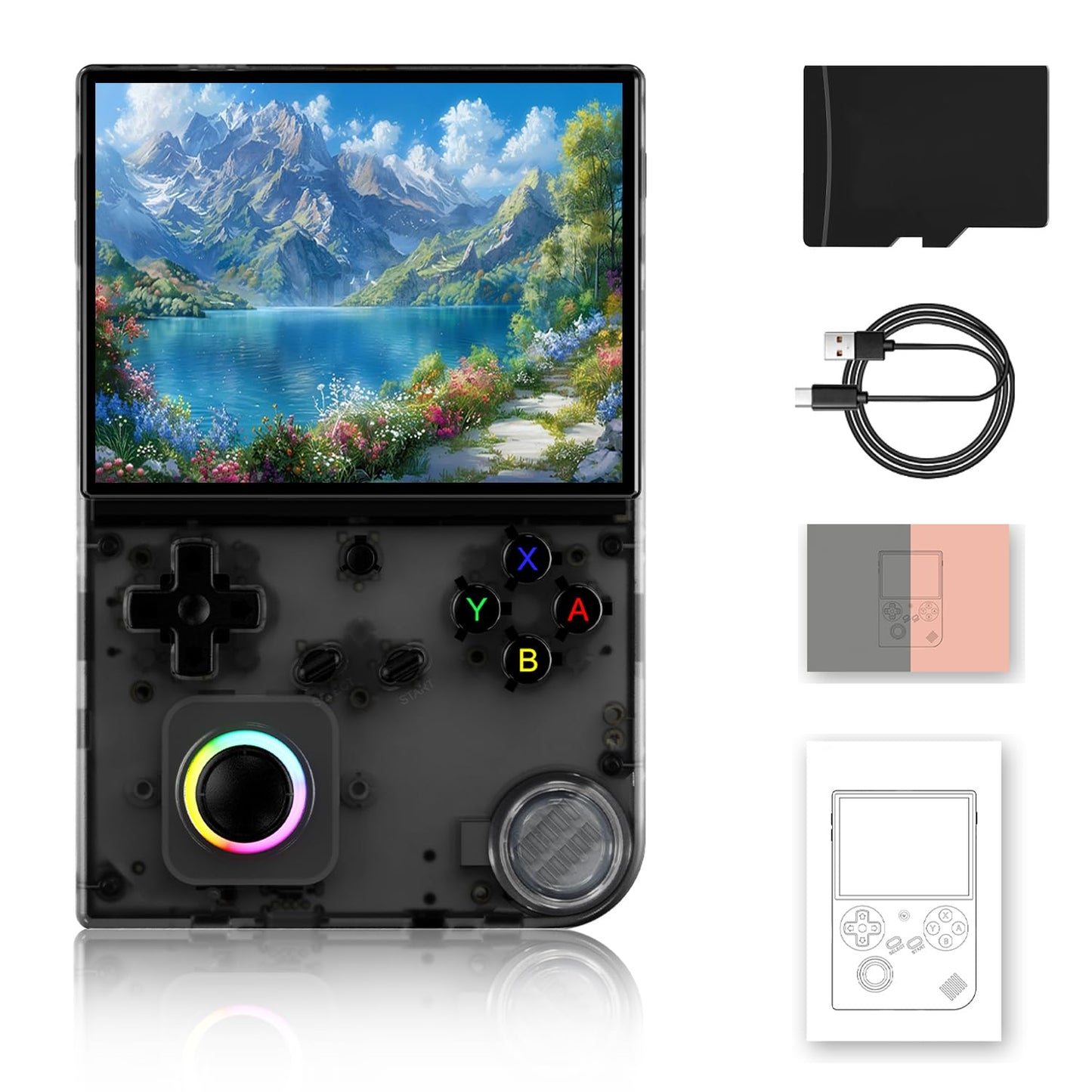 Rg40Xx V Handheld Game Console,4.0 Inch Ips Screen With 16 Colors Rgb Colorful Light Control Joystick,Linux System Games Console