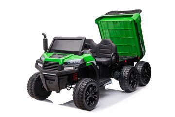 Freddo Toys 24V Battery Powered Kids Electric Ride On Car Off-Road Tractor Trailer 4X4 Toy With Parental Remote Control Mp3 - Usb - Aux Port Led Lights 2 Leather Seats And Eva Tires For 3+ Years