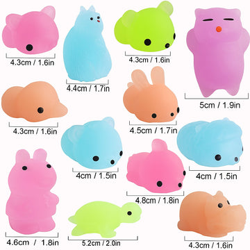 Outee 30 Pcs Mochi Animals Toys Glow In The Dark Mochi Toys Mini Stress Relief Toys Mochi Cat Relief Stress Toys Easter Gifts