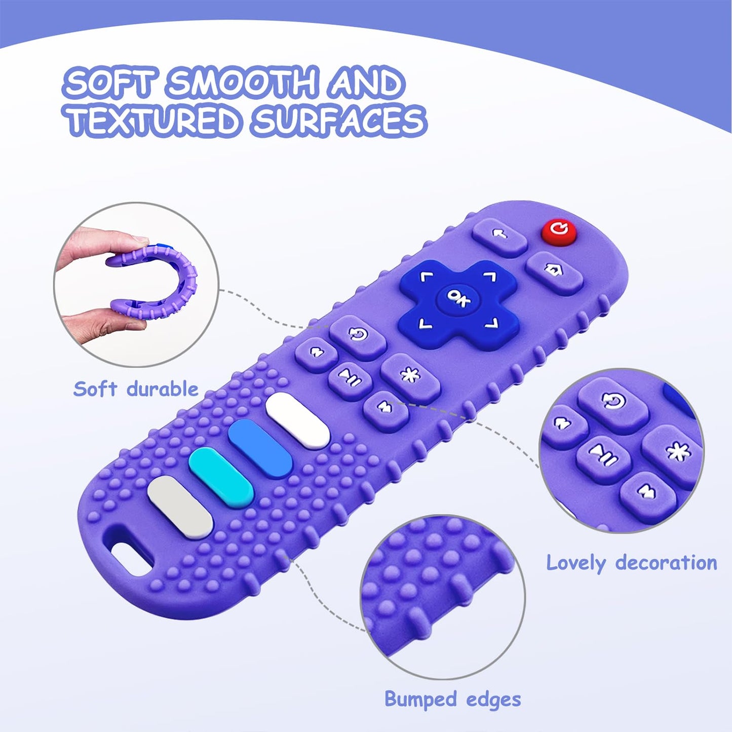 Ersihua Silicone Baby Teething Toys, Silicone Reomte Teethers For Babies, Remote Control Shape Teething Toys, Chew Toys For Boys