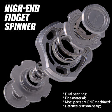 DjuiinoStar Premium Stainless Steel Fidget Spinner - Unique Dual Bearings, CNC Machined, EDC Toy, 48mm x 17mm, DFS-01